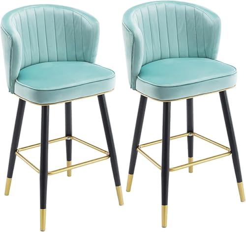 ZCEDZYSW Barhocker, Esszimmerstuhl, stilvoll, 2er-Set, Samt, Frühstück, Küche, Thekenstühle (Seeblau, Höhe 55 cm) von ZCEDZYSW