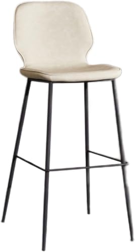 ZCEDZYSW Barhocker, Küchenthekenhöhe, Frühstück, mit Rückenlehne und Fußstütze, Hochstuhl mit fester Höhe (Beige, Sitzhöhe 75 cm) von ZCEDZYSW