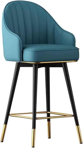 ZCEDZYSW Barhocker, Nordischer Hochstuhl mit Rückenlehne, 360° drehbar, Blau, 65 cm, 1 Stück von ZCEDZYSW