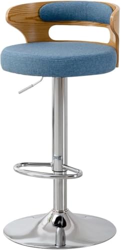 ZCEDZYSW Barhocker, PU-Leder, drehbar, höhenverstellbar, Retro, Drehstuhl, Fußstütze für Küche, Zuhause, Blau von ZCEDZYSW