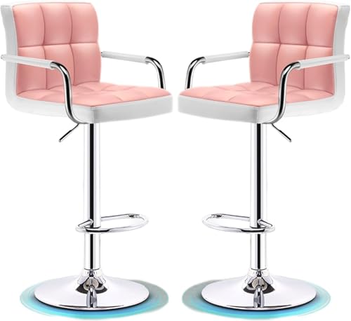 ZCEDZYSW Barhocker, PU-Leder, drehbar, höhenverstellbar, hydraulisch, Kücheninsel, Esszimmerstühle, Rosa, 2 Stück von ZCEDZYSW