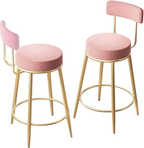 ZCEDZYSW Barhocker, Samt, gepolstert, Garage-/Ladensitz mit goldfarbenen Metallbeinen, Küchen-Frühstücksstühle für Theke von ZCEDZYSW