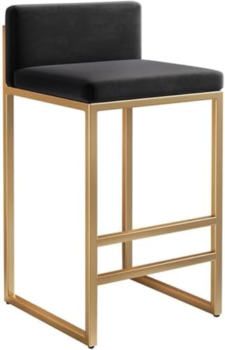 ZCEDZYSW Barhocker, Schwarz, Thekenhöhe mit Rückenlehne, Kücheninsel mit Fußstütze, modern, gepolstert, Samt, Bauernhaus (Schwarz, B, 65 cm) von ZCEDZYSW