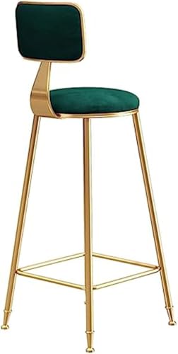 ZCEDZYSW Barhocker, Set mit 1 Frühstückstrese, hoher Hocker mit Rückenlehne und Metallbeinen, moderne Samt-Barstühle (grün) von ZCEDZYSW