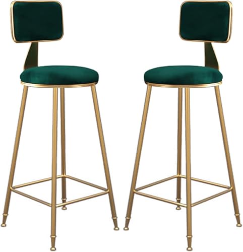 ZCEDZYSW Barhocker, Set mit 2 Stühlen, Küche, Frühstück, Esszimmer, feste Höhe mit Rückenlehne und Fußstütze (grün, Sitzhöhe 65 cm) von ZCEDZYSW