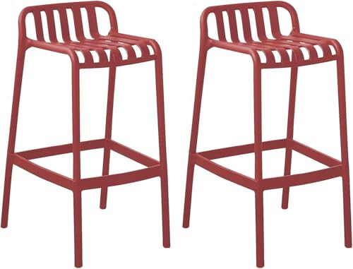 ZCEDZYSW Barhocker, Theke, Barhocker, 2er-Set, Heim-Hochhocker für Küche, Pub-Stuhl mit Rückenlehne und Fußstütze/Grün/Höhe: 75 cm (Rot, Höhe: 65 cm) von ZCEDZYSW