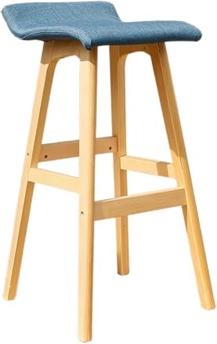 ZCEDZYSW Barhocker, Thekenhöhe, Holz, europäischer Stil, Küche mit niedriger Rückenlehne, Baumwolle und Leinenstoff (B) von ZCEDZYSW