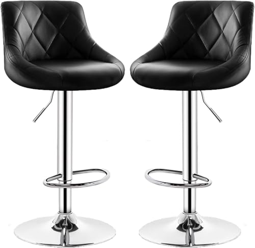 ZCEDZYSW Barhocker, Thekenhöhe, Küche, Esszimmerstühle, 2er-Set, Bistro-Sitze mit PU-Leder gepolstert, einfach (F) von ZCEDZYSW