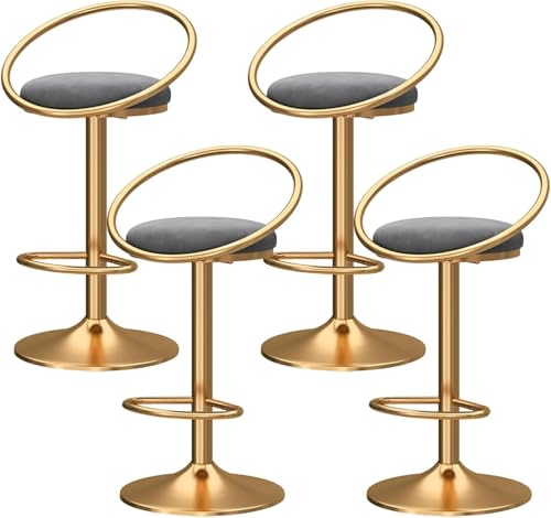 ZCEDZYSW Barhocker, Thekenhöhe, drehbar, mit hohler Rückenlehne, modern, verstellbar (grau, schwarze Beine), 4 Stück von ZCEDZYSW