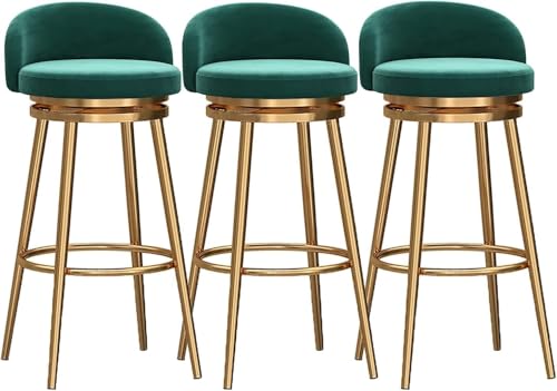 ZCEDZYSW Barhocker, drehbar, modernes Design, mit Rückenlehne und Fußstütze, 360°-Küchenstühle (Sitzhöhe 65 cm), Grün, 2 Stück von ZCEDZYSW