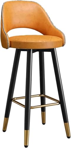 ZCEDZYSW Barhocker, modern, mit gebogener Rückenlehne, Metall-Fußstütze und Messingfüßen, Gegenlast, 199,6 kg, drehbar, hoch, Orange, 55 cm ZCEDZYSW Barhocker, modern, mit gebogener Rückenlehne, Metall-Fußstütze und Messingfüßen, Gegenlast, 199,6 kg, drehbar, hoch, Orange, 55 cm von ZCEDZYSW