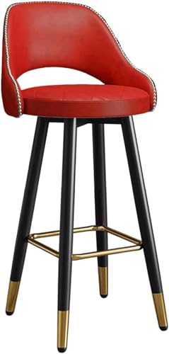 ZCEDZYSW Barhocker, modern, mit gebogener Rückenlehne, Metall-Fußstütze und Messingfüßen, Gegenlast, 200 kg, Drehgelenk, hoch, Rot, 75 cm von ZCEDZYSW