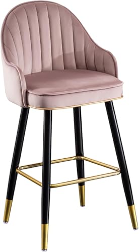 ZCEDZYSW Barhocker, moderner Samt mit Rückenlehne und Fußstütze, Thekenhöhe für Café, Abendessen, Kneipe, Sitzfläche (Rosa, Sitzhöhe 65 cm), 1 Stück von ZCEDZYSW