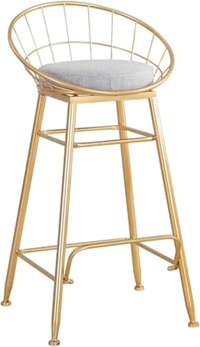ZCEDZYSW Barhocker, moderner Schmiedeeiserner Esszimmerstuhl, 61 cm, 76,2 cm, Thekenhocker, Komfortleinen für Bar, Café, Zuhause (Gold, 60 cm) von ZCEDZYSW