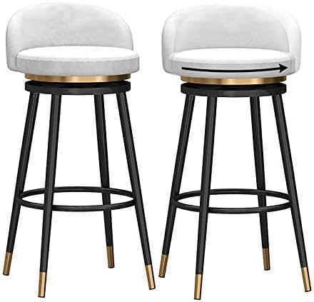 ZCEDZYSW Barhocker, stilvoller Drehstuhl mit schwarzen Beinen, 2er-Set, moderner Küchen-Frühstücksstuhl (weiß, Sitzhöhe 65 cm) von ZCEDZYSW