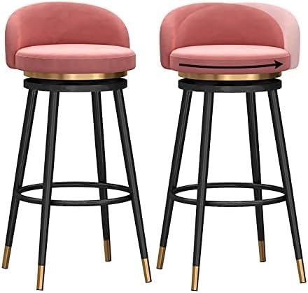 ZCEDZYSW Barhocker, stilvoller Drehstuhl mit schwarzen Beinen, modernes Küchen-Frühstücksstuhl, Rosa, Sitzhöhe 65 cm, 2 Stück von ZCEDZYSW