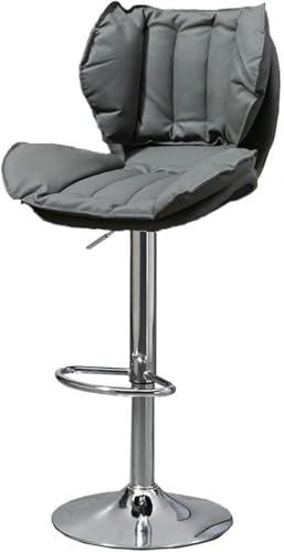 ZCEDZYSW Barhocker, verstellbare Drehstühle aus Leder, Thekenhöhe mit Rückenlehne, Metallbeine, gepolstert für Esszimmer, Grau von ZCEDZYSW