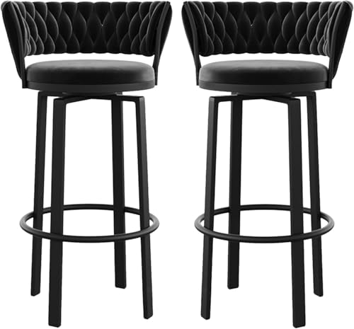 ZCEDZYSW Barhocker 2er Set Samt Drehstuhl mit gewebter Rückenlehne Höhe 65cm Schwarz ZCEDZYSW Barhocker 2er Set Samt Drehstuhl mit gewebter Rückenlehne Höhe 65cm Schwarz von ZCEDZYSW