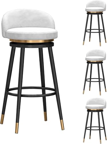 ZCEDZYSW Barhocker Drehbar Thekenhöhe 4er Set für Theke Moderne Barhocker mit Rückenlehne Samthocker Inselstühle Drehstuhl Weißer Sitz Schwarze Metallbeine ZCEDZYSW Barhocker Drehbar Thekenhöhe 4er Set für Theke Moderne Barhocker mit Rückenlehne Samthocker Inselstühle Drehstuhl Weißer Sitz Schwarze Metallbeine von ZCEDZYSW