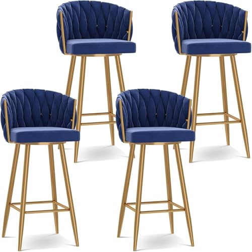 ZCEDZYSW Barhocker-Set – Drehbarer Küchen-Frühstückshocker mit goldfarbener Fußstütze, Esszimmerstuhl für und Zuhause, 4 Stück (4 Stück, 75 cm) von ZCEDZYSW
