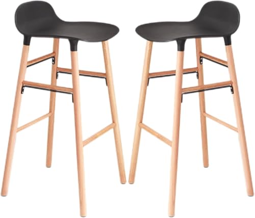 ZCEDZYSW Barhocker aus Holz, 2 Stück, Frühstück, Esszimmer, für Küche, Insel, Theke, hoch mit Fußstütze (schwarz) von ZCEDZYSW