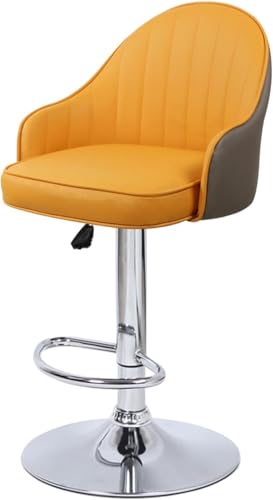 ZCEDZYSW Barhocker aus Leder für Kücheninsel, modern, um 360° drehbar, Barhocker mit Fußstütze (Gelb 2) von ZCEDZYSW