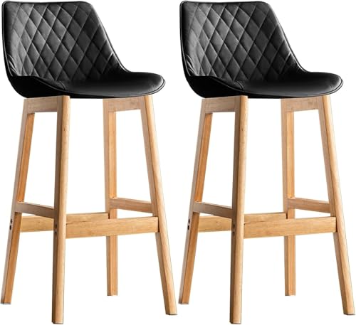 ZCEDZYSW Barhocker aus Massivholz, mit Kunstleder-Sitz, Küchentheke, Höhe Barhocker, Bauernhaus-Stil, Schwarz, 71 cm, 2 Stück von ZCEDZYSW