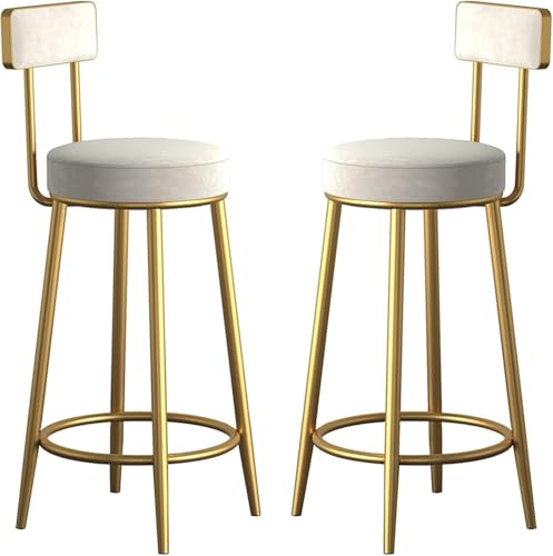 ZCEDZYSW Barhocker aus Metall, 2er-Set, moderne Kücheninsel, Esstisch-Hochstuhl (weiß, 65 cm) von ZCEDZYSW