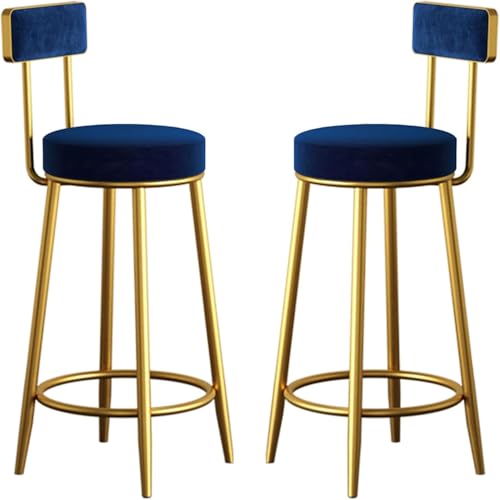 ZCEDZYSW Barhocker aus Metall, 2er-Set, moderner Kücheninsel, Esszimmertisch, Hochstuhl (Blau, 65 cm) von ZCEDZYSW