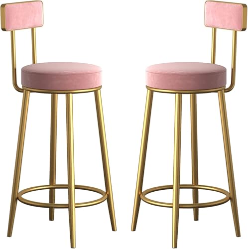 ZCEDZYSW Barhocker aus Metall, 2er-Set, moderner Kücheninsel, Esszimmertisch, Hochstuhl (Rosa, 65 cm) von ZCEDZYSW