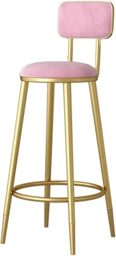 ZCEDZYSW Barhocker aus Samt, industriell, mit Kissen, moderne Thekenhöhe, Kücheninselstühle (Rosa, 65 cm) von ZCEDZYSW