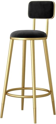 ZCEDZYSW Barhocker aus Samt, industriell, mit Kissen, moderne Thekenhöhe, Kücheninselstühle (schwarz, 65 cm) von ZCEDZYSW
