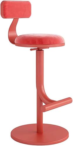 ZCEDZYSW Barhocker aus Samt mit Rückenlehne, bequeme Thekenhöhe Barhocker für Kücheninsel (rot, 65–80 cm) von ZCEDZYSW