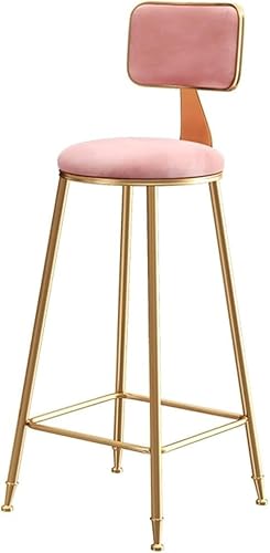 ZCEDZYSW Barhocker aus Samt mit Rückenlehne, industriell mit Kissen, Kücheninsel (Rosa, 65 cm) von ZCEDZYSW