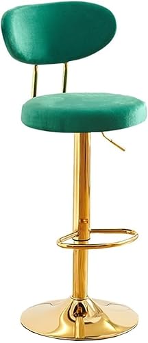 ZCEDZYSW Barhocker aus Samt mit Rückenlehne, verstellbare Thekenhöhe mit Kissen, Drehstuhl für Küche (/Grün, A) von ZCEDZYSW