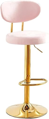 ZCEDZYSW Barhocker aus Samt mit Rückenlehne, verstellbare Thekenhöhe mit Kissen, Drehstuhl für Küche (/Pink, A) von ZCEDZYSW