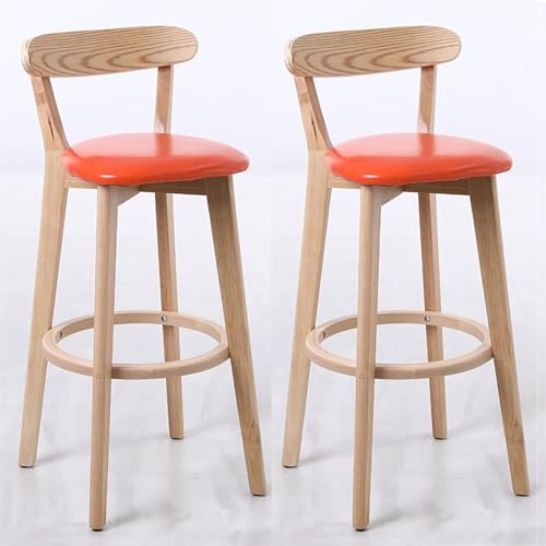 ZCEDZYSW Barhocker aus massivem Holz, modernes Design, Küchentheke, Inselstühle mit Rückenlehnen und Fußstützen, Frühstück, 2 Stück von ZCEDZYSW