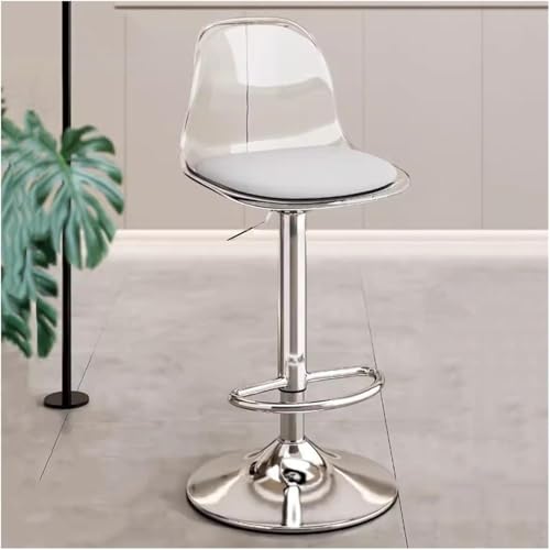 ZCEDZYSW Barhocker aus transparentem Acryl, verstellbare Drehstühle mit Rückenlehne und Fußstütze, moderne Theke für die Küche (transparent) von ZCEDZYSW