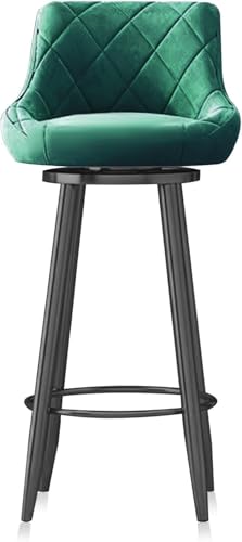 ZCEDZYSW Barhocker für die Küche, drehbar, 65/75 cm Höhe, Samtheke mit schwarzen Metallbeinen (grün, 75 cm) von ZCEDZYSW