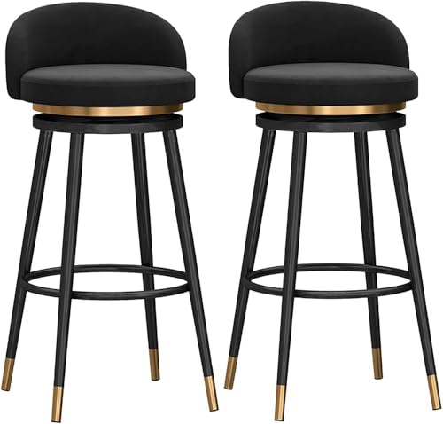 ZCEDZYSW Barhocker mit Drehgelenk, 2er-Set, Thekenhöhe, Samt, gepolsterte Barstühle mit Metallbeinen, 360° drehbar, 75 cm von ZCEDZYSW