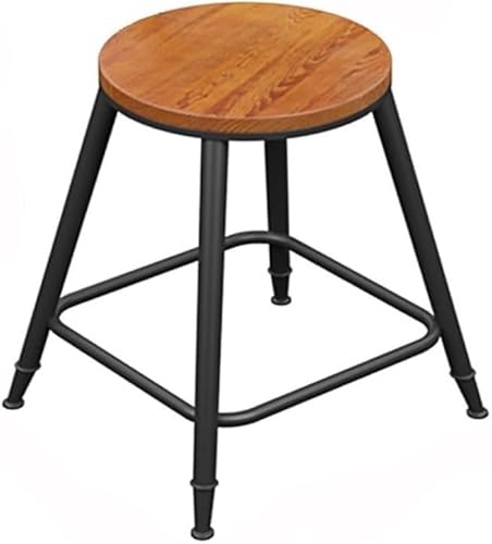 ZCEDZYSW Barhocker mit Holzsitz, Barhocker mit Eisenbeinen, Vintage-Hochstuhl ohne Rückenlehne, Barhocker (XS) von ZCEDZYSW
