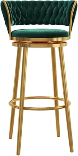 ZCEDZYSW Barhocker mit Rückenlehne, Samt, hohe Küche mit Rückenlehne, Thekenstühle mit Rückenlehne, Sitz für Esszimmer (Grün/Goldbeine) von ZCEDZYSW