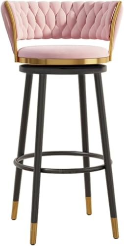 ZCEDZYSW Barhocker mit Rückenlehne, Samt, hohe Küche mit Rückenlehne, Thekenstühle mit Rückenlehne, Sitz für Esszimmer (rosa / schwarze Beine) von ZCEDZYSW