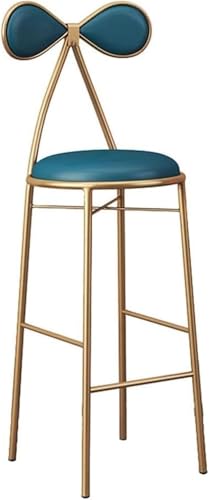 ZCEDZYSW Barhocker mit Rückenlehne, bequemer PU-Kissen, Küchenstuhl, Theke, Hochhocker, Metallrahmenstütze (Blau, 75 cm) von ZCEDZYSW