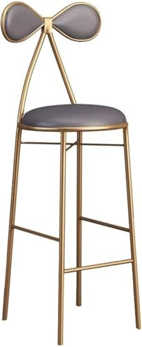 ZCEDZYSW Barhocker mit Rückenlehne, bequemer PU-Kissen, Küchenstuhl, Theke, Hochhocker, Metallrahmenstütze (Grau, 75 cm) von ZCEDZYSW