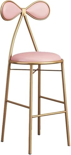 ZCEDZYSW Barhocker mit Rückenlehne, bequemer PU-Kissen, Küchenstuhl, Theke, Hochhocker, Metallrahmenstütze (Rosa, 75 cm) von ZCEDZYSW