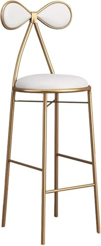 ZCEDZYSW Barhocker mit Rückenlehne, bequemer PU-Kissen, Küchenstuhl, Theke, hoher Hocker, Metallrahmenstütze (weiß, 45 cm) von ZCEDZYSW