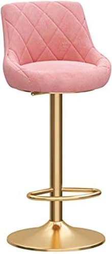 ZCEDZYSW Barhocker mit Rückenlehne, drehbar, Samt, Esszimmerstühle mit Metall-Fußstütze und Fußstütze, höhenverstellbar, Kücheninsel (Rosa, 45–60 cm) von ZCEDZYSW