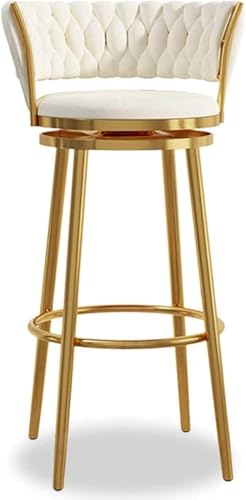 ZCEDZYSW Barhocker mit Rückenlehne, drehbar mit gewebter Rückenlehne, moderne Samt-gepolsterte Küche (1 Stück, 75 cm) von ZCEDZYSW