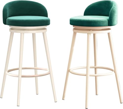 ZCEDZYSW Barhocker mit Thekenhöhe, 2er-Set, eleganter Samt, gepolsterte Barhocker mit Rückenlehne, moderne Kücheninselstühle für Esszimmer, Zuhause, Kneipe (Grün, 65 cm) von ZCEDZYSW
